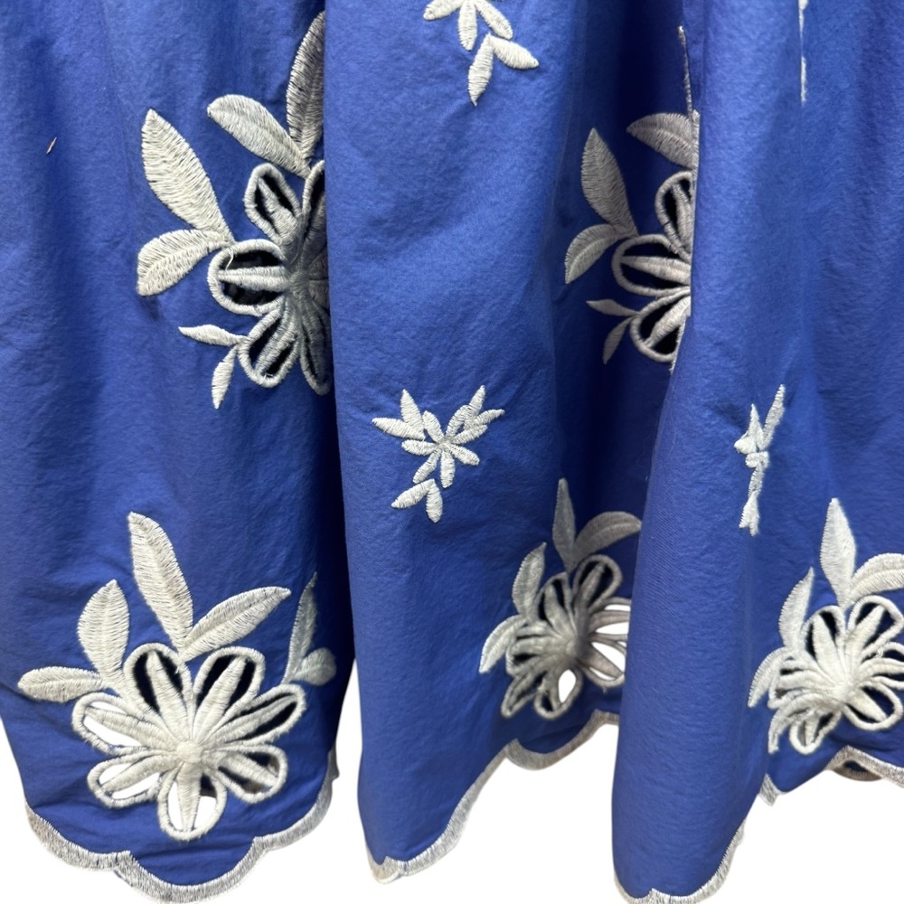 Anthropologie Somerset Embroidered Maxi Tiered Dress Blue White 1X Eyelet - Picture 8 of 15